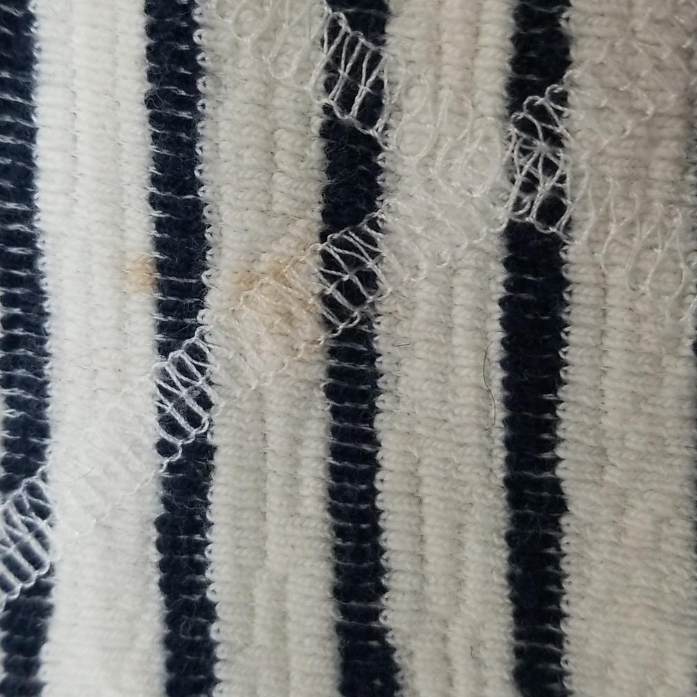 (XS) LE CHΓTEAU Striped 100% Cotton Sweater Cozy Cottagecore Frayed Loungewear - Picture 10 of 10